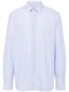 Corneliani Concealed-fastening Cotton-linen Shirt In Blue