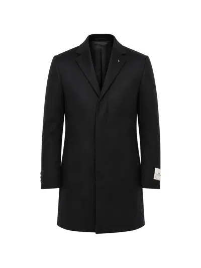 Corneliani Concealed-button Wool Coat In Black