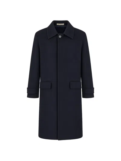 Corneliani Concealed-front Coat In Black