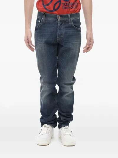 Corneliani Contrasting-stitch Five-pocket Regular-fit Denim Jeans In 블루