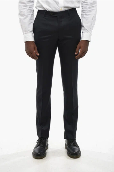Corneliani Cool Wool Acad Pants With Belt Loops In Black