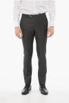 Corneliani Cool Wool Pants With Striped Motif In Black