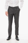 Corneliani Cool Wool Pants With Striped Motif In Gray