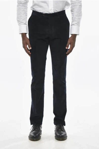 Corneliani Corduroy Academy Pants With 4 Pockets In Blue
