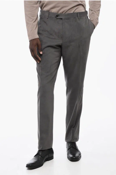 Corneliani Cotton Academy Chinos Pants With Belt Loops In Gray