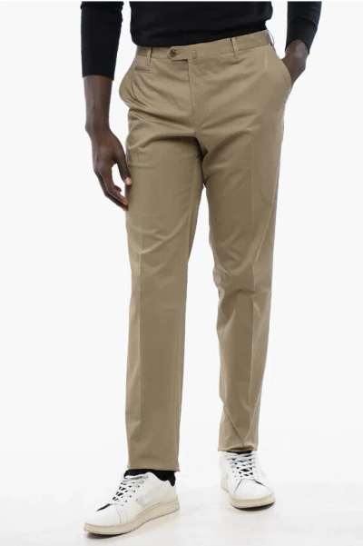 Corneliani Cotton Blend Academy Pants With Zipped Pockets In Brown