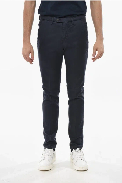 Corneliani Cotton Blend Chinos Pants With Belt Loops In Blue