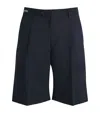 Corneliani Cotton-blend Pleated Shorts In Black