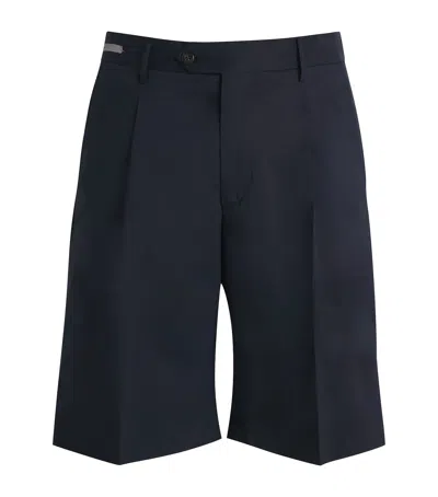 Corneliani Cotton-blend Pleated Shorts In Black