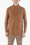 Corneliani Cotton Blend Walt Utility Jacket With Hidden Closure In Brown