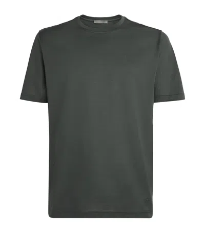 Corneliani Cotton Crew-neck T-shirt In Green