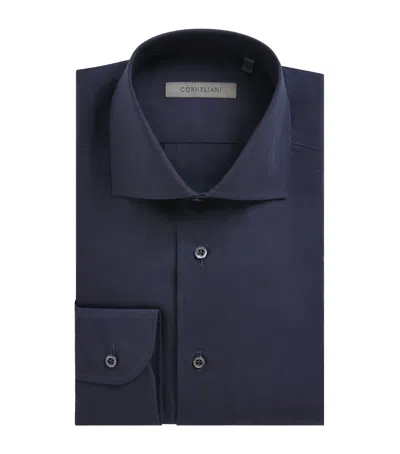 Corneliani Cotton Formal Shirt In Navy