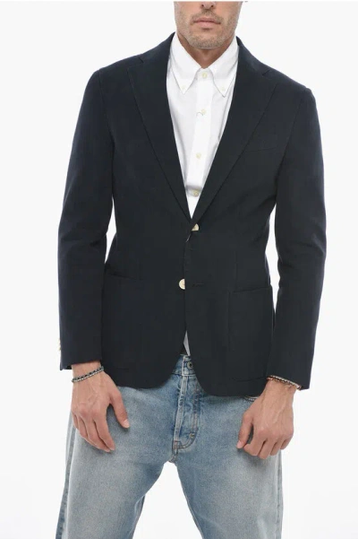Corneliani Cotton Half-lined Blazer With Welt Pockets In Black