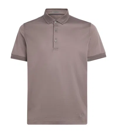 Corneliani Cotton Jersey Polo Shirt In Purple