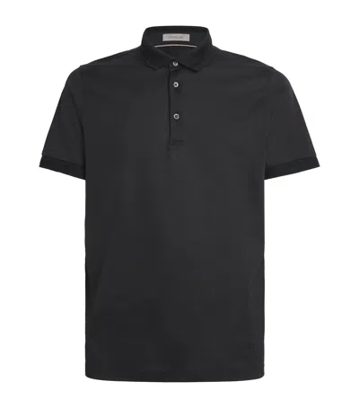 Corneliani Cotton Jersey Polo Shirt In Black