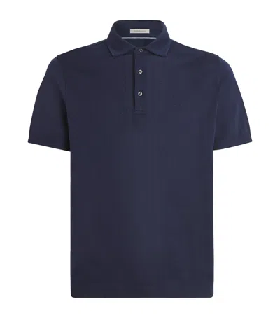 Corneliani Cotton Jersey Polo Shirt In Blue