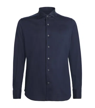 Corneliani Cotton Jersey Shirt In Navy