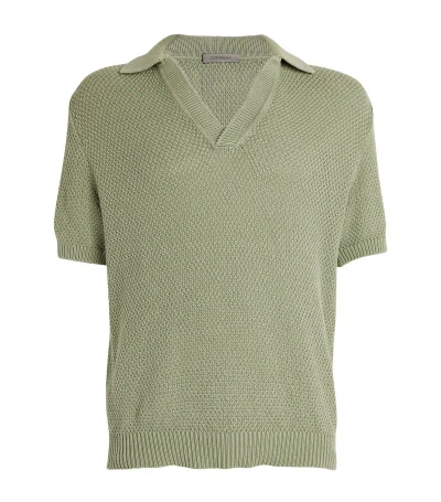 Corneliani Cotton Knit Polo Shirt In Green