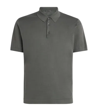 Corneliani Cotton Knitted Polo Shirt In Gray