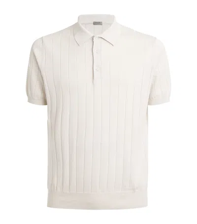 Corneliani Cotton Knitted Polo Shirt In White