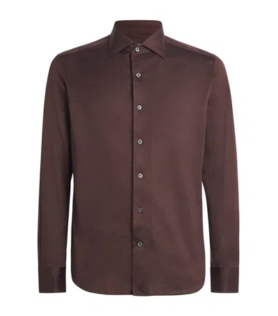 Corneliani Cotton Long-sleeve Shirt In Brown