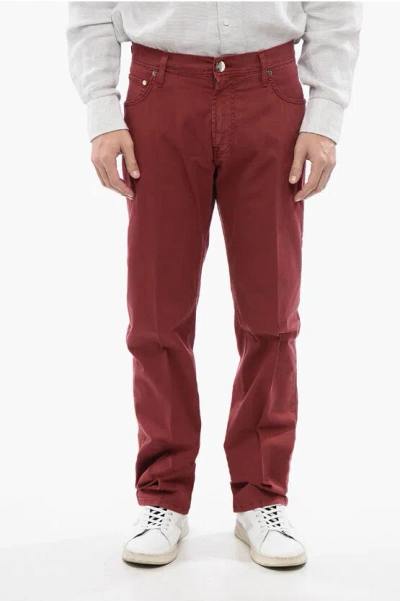 Corneliani Cotton Pants With Metallic Details In Brown