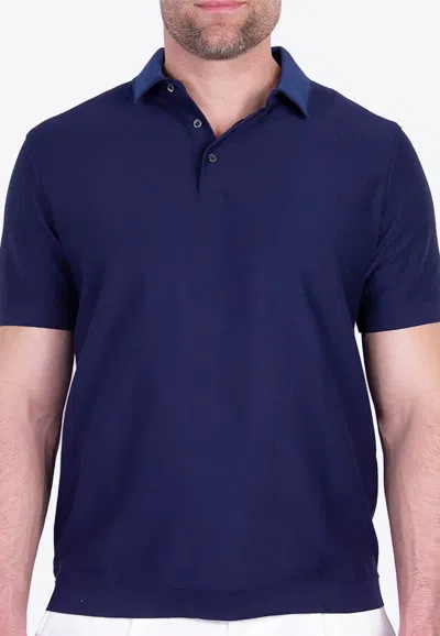 Corneliani Cotton Pique Polo T-shirt In Blue