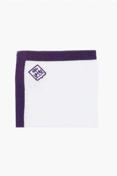 Corneliani Cotton Pocket Square With Contrasting Edge In White