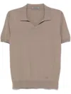 Corneliani Brown Short-sleeved Sweater With Classic Polo Collar