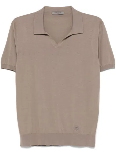 Corneliani Cotton Polo In Braun