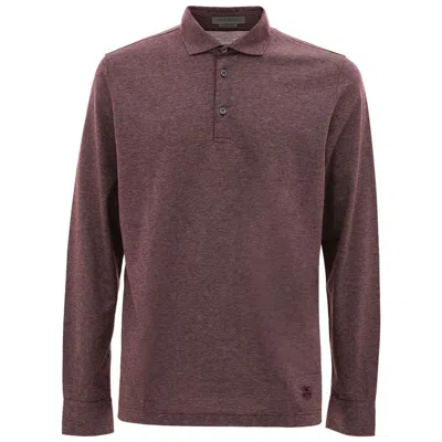 Corneliani Cotton Polo Men's Shirt In Viola