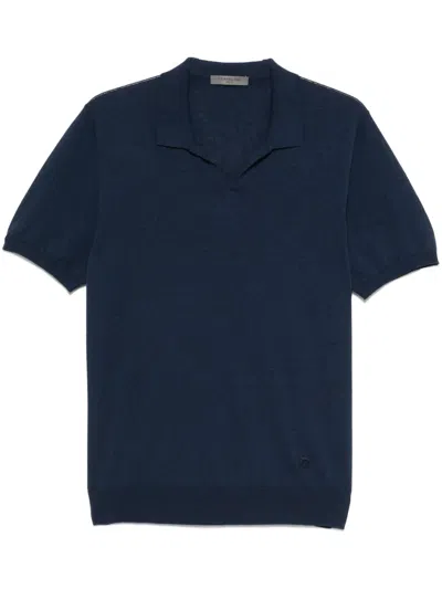 Corneliani Cotton Polo Shirt In Blue