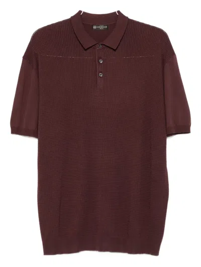 Corneliani Cotton Polo Shirt In Burgundy
