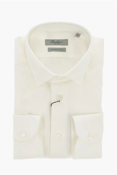 Corneliani Cotton Poplin Shirt With Italian Collar In White