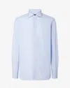 Corneliani Cotton Poplin Shirt With White And Light Blue Micro Stripes In Blue
