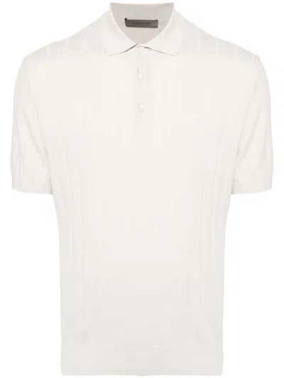 Corneliani Ribbed-knit Polo Shirt In Neutrals