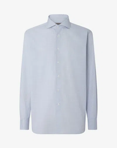 Corneliani Cotton Shirt With Grey/light Blue Check Pattern In Gray