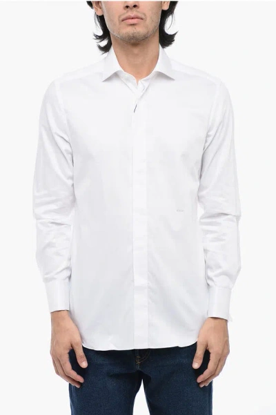 Corneliani Cotton Shirt With Hidden Placket In White