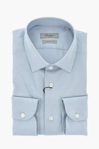 Corneliani Cotton Shirt With Italian Collar In Blue