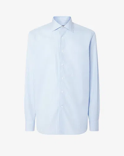 Corneliani Cotton Shirt With Light Blue And White Stripes