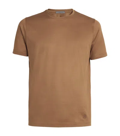 Corneliani Cotton Short-sleeve T-shirt In Beige