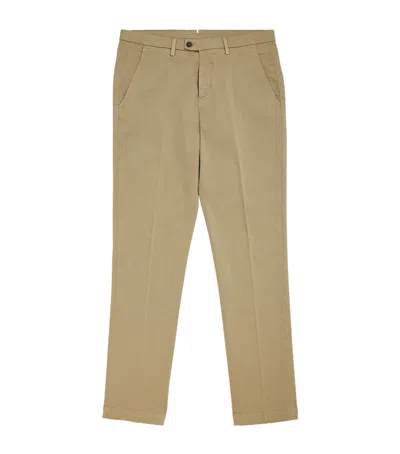 Corneliani Cotton Straight Chinos In Beige