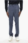 Corneliani Cotton Stretch Academy Pants With Belt Loops In Blue