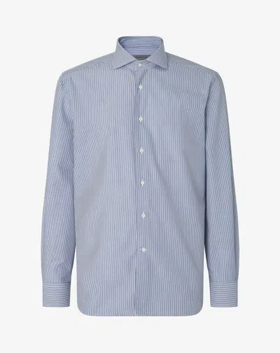 Corneliani Cotton Twill Shirt With White And Blue Stripes