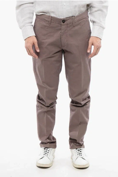 Corneliani Id Stretch Cotton M Alga 426 5-pocket Pants With Belt Loops In Brown