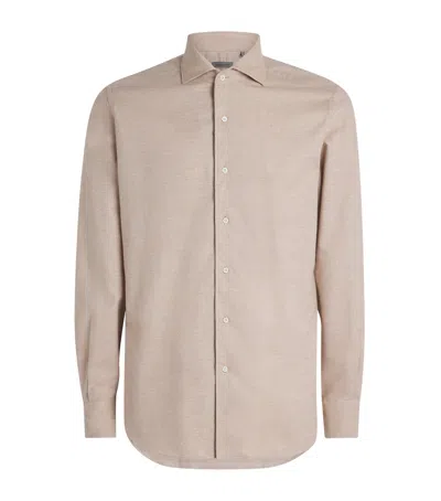 Corneliani Cotton-cashmere Shirt In Neutral