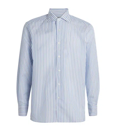 Corneliani Cotton-linen Stripe Shirt In Blue