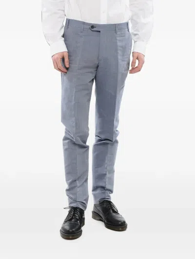 Corneliani Cotton-piqué Tailored Trousers In Grey