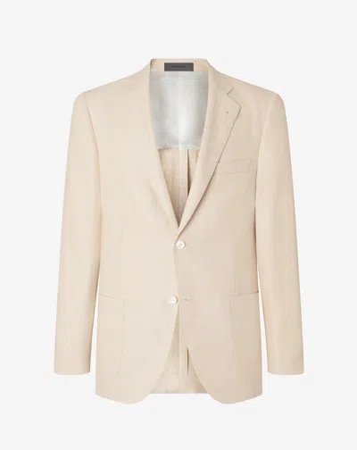 Corneliani Cream Linen And Lyocell Jacket In Neutral