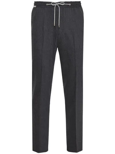 Corneliani Creased Straight-leg Trousers In Grey